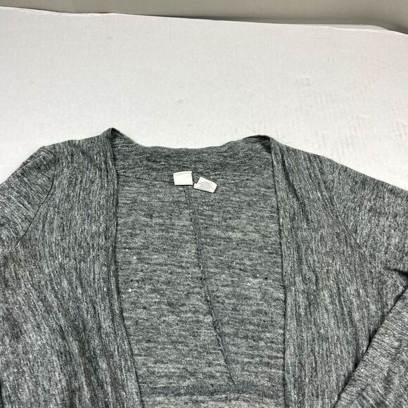 Artisan NY Linen Cardigan Gray Long Sleeve Draped Open Front Sweater SMALL * - Picture 3 of 11